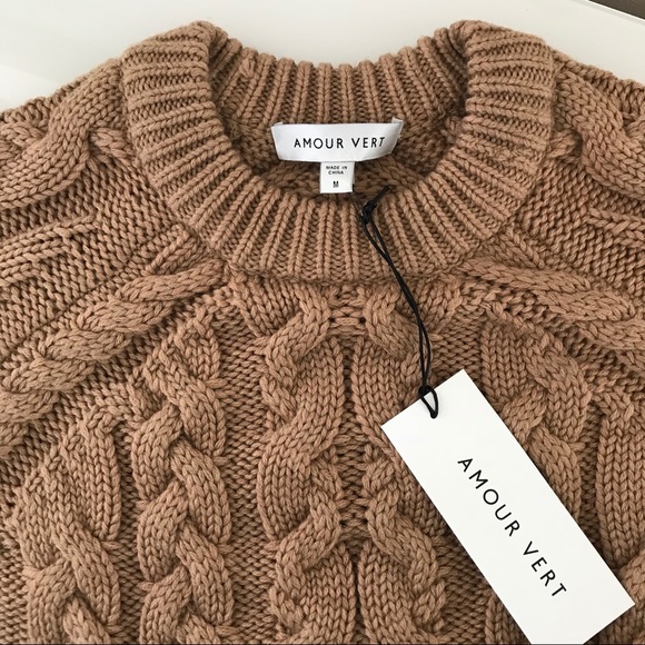 Amour Vert Kendra Wool Cable Knit Sweater M - Picture 2 of 6